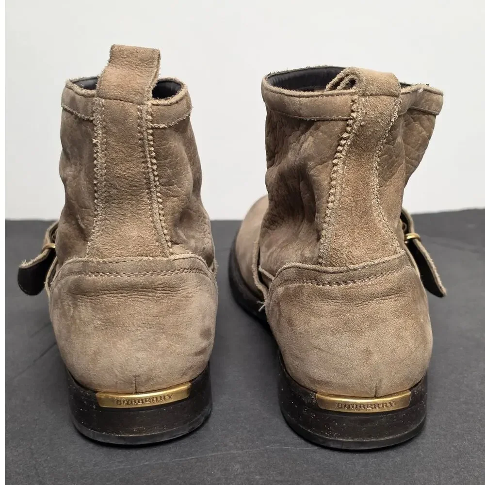 Burberry Tan Suede Motor Biker Short Ankle Boots Size 39 EU - Picture 4 of 8
